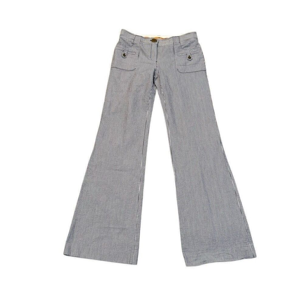 Tory Burch Flare Stripe Pants Women’s Size 4 Blue White Low Rise Y2K Nautical